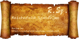 Reichsfeld Szalóme névjegykártya